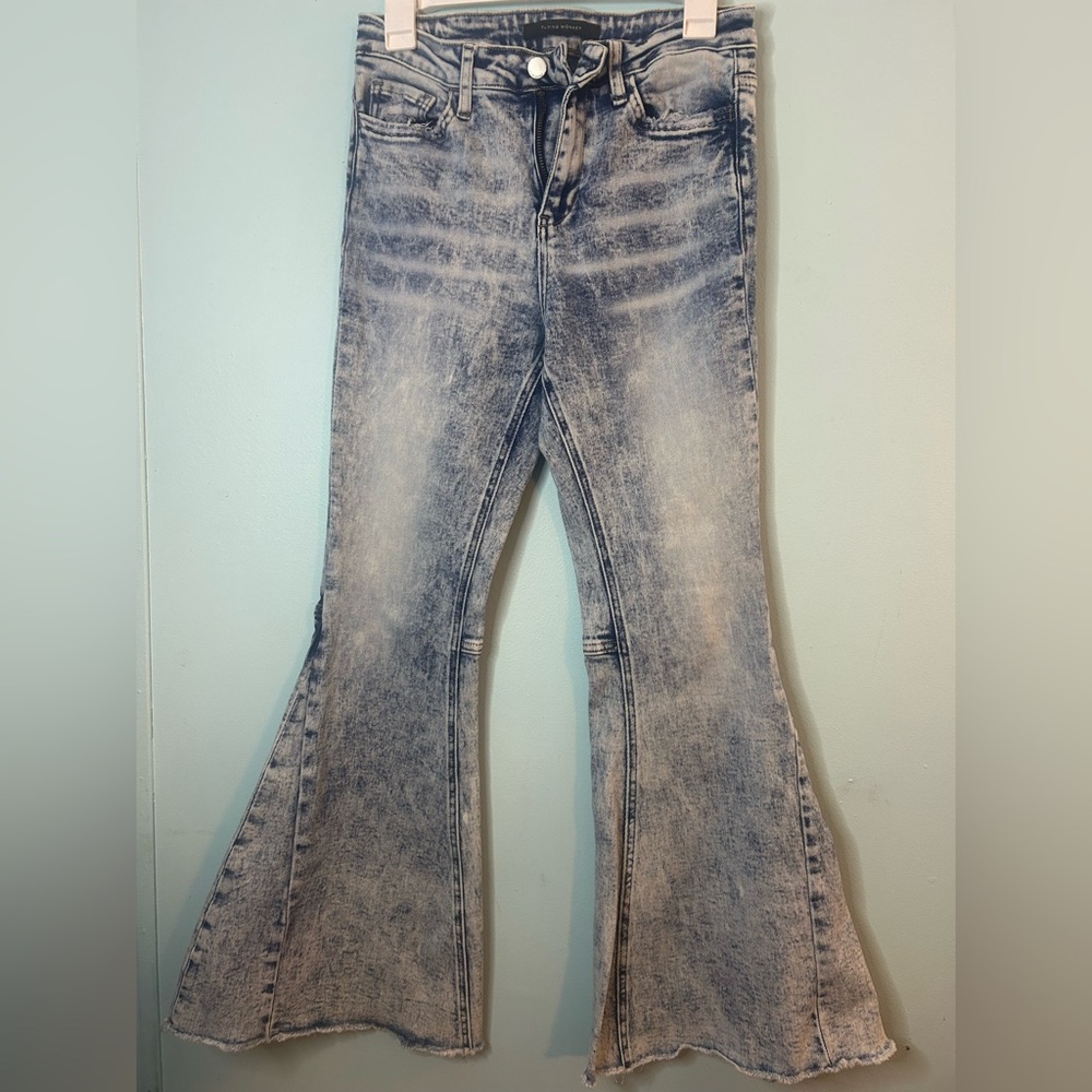 Flying Monkey Blue Acid Wash Flare Jeans